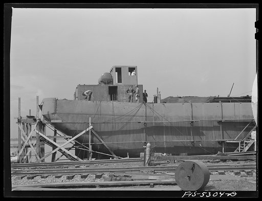 Decatur, Alabama. Ingalls Shipbuilding Company. One of the barges under construction