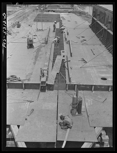 Decatur, Alabama. Ingalls Shipbuilding Company. A bottom of one of the barges under construction