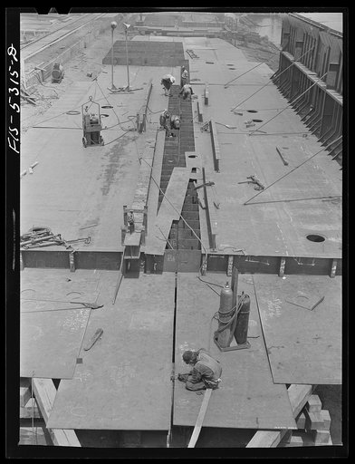 Untitled photo, possibly related to: Decatur, Alabama. Ingalls Shipbuilding Company. A bottom of one of the barges under construction