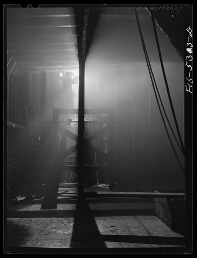 Decatur, Alabama. Ingalls Shipbuilding Company. A welder working on the bulkhead of a barge under construction