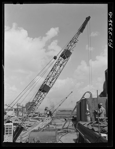 Untitled photo, possibly related to: Decatur, Alabama. Ingalls Shipbuilding Company. Barges under construction