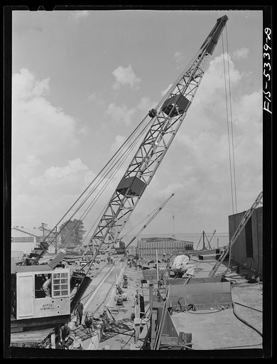 Decatur, Alabama. Ingalls Shipbuilding Company. Barges under construction