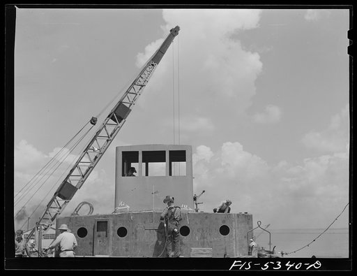 Decatur, Alabama. Ingalls Shipbuilding Company. The wheelhouse of a barge under construction
