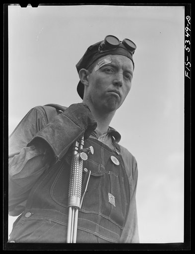 Untitled photo, possibly related to: Decatur, Alabama. Ingalls Shipbuilding Company. One of the welders