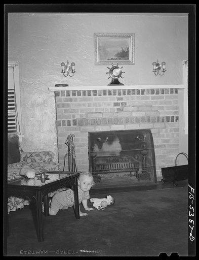 Yonkers, New York. One of the Garrity children in the parlor of their suburban home