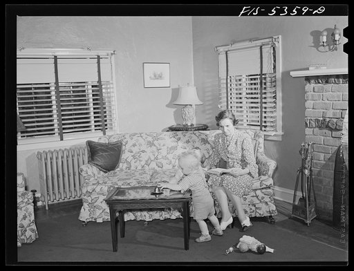 Yonkers, New York. Mrs. Garrity and her son in the parlor