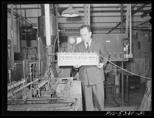 Brooklyn, New York. Industrial hygiene specialist testing a factory for injurious gases