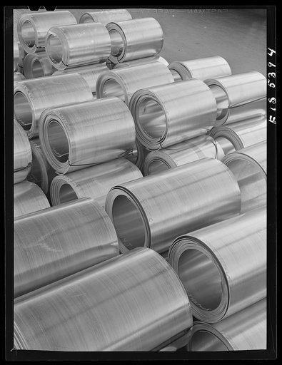 Sheffield, Alabama. Reynolds Alloys Company. Rolls of aluminum