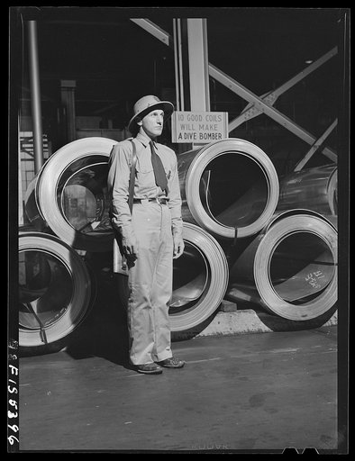 Sheffield, Alabama. Reynolds Alloys Company. Rolls of precious aluminum under guard