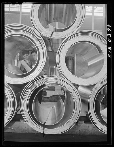 Sheffield, Alabama. Reynolds Alloys Company. Rolls of aluminum