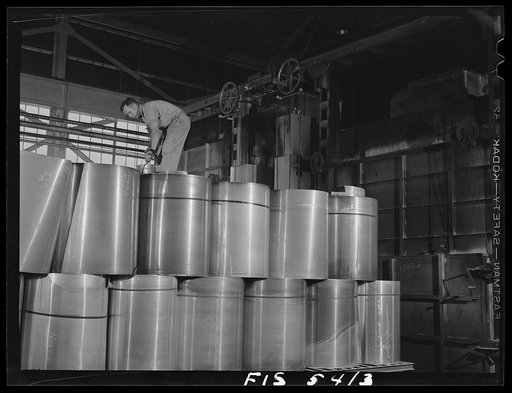 Sheffield, Alabama. Reynolds Alloys Company. Rolls of aluminum
