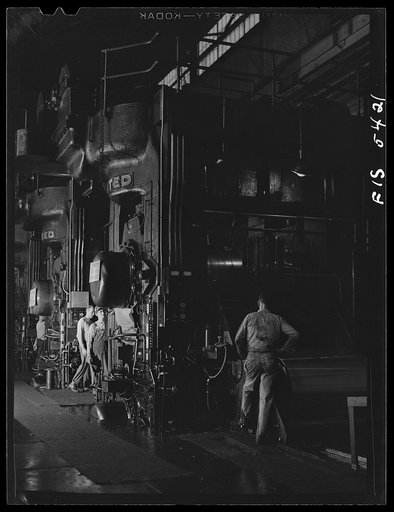 Sheffield, Alabama. Reynolds Alloys Company. At the cold mill where the thickness of aluminum is considerably reduced by pressure between rollers