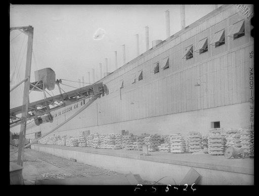 Untitled photo, possibly related to: Sheffield, Alabama. Reynolds Alloys Company. The cast house where the aluminum pigs are melted and cast into slabs for rolling