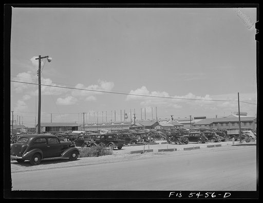 Sheffield, Alabama. Reynolds Alloys Company. Workman's parked cars