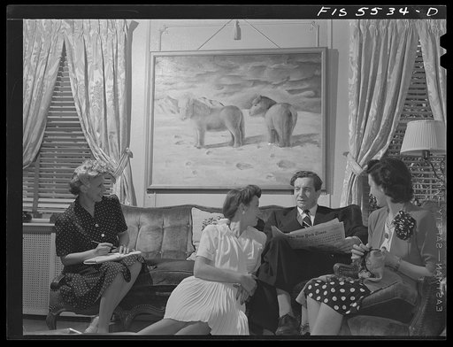 Washington, D.C. The Icelandic legation. Margret, Mr. Thors, and Mrs. Thors in their living room