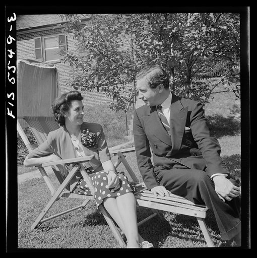 Untitled photo, possibly related to: Washington, D.C. Mr. and Mrs. Thor Thors relaxing in their garden behind the legation