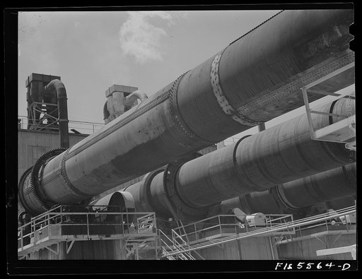 Sheffield, Alabama. Reynolds Metal Company. Kilns for reducing alumina from bauxite mixture