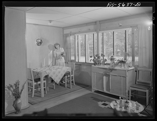 Untitled photo, possibly related to: Middle River, Maryland. Housing development for workers at the Glenn. L. Martin aircraft plant. Living room and dining alcove