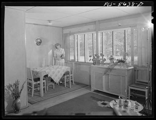 Middle River, Maryland. Housing development for workers at the Glenn L. Martin aircraft plant. Living room and dining alcove