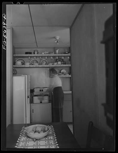 Untitled photo, possibly related to: Middle River, Maryland. Housing development for workers at the Glenn L. Martin aircraft plant. There is no door between dining alcove and kitchen