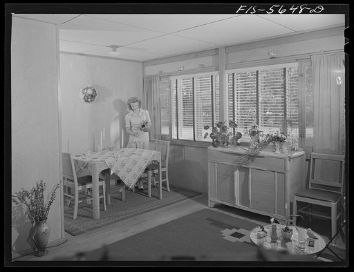 Untitled photo, possibly related to: Middle River, Maryland. Housing development for workers at the Glenn L. Martin aircraft plant. Living room and dining alcove