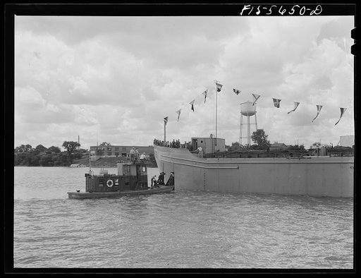 Ingalls Shipbuilding Company, Decatur, Alabama. Army barge just before launching
