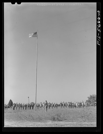 Florence (vicinity), Alabama. Saluting the colors at a Boy Scout camp