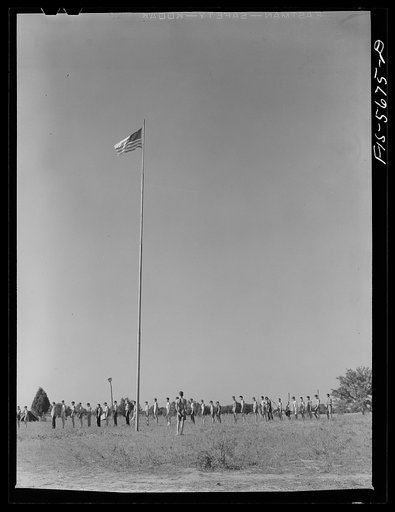 Florence (vicinity), Alabama. Saluting the colors at a Boy Scout camp