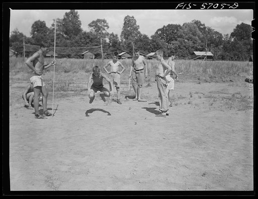 Florence (vicinity), Alabama. Broadjumping at a Boy Scout camp