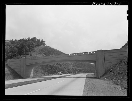 Pennsylvania Turnpike, Pennsylvania. Crossroads pass overhead