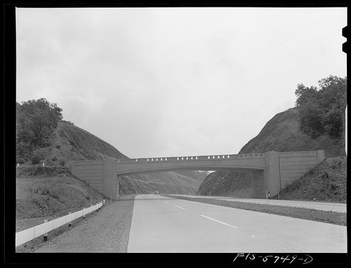 Pennsylvania Turnpike, Pennsylvania. Deep cut through mountain