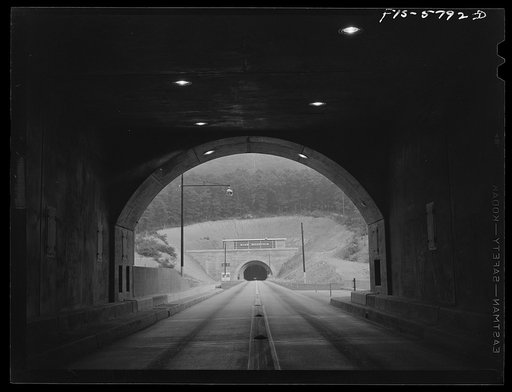 Untitled photo, possibly related to: Pennsylvania Turnpike, Pennsylvania. Twin tunnels