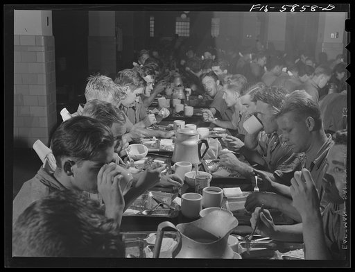 Hoffman Island, New York. Chow for trainees
