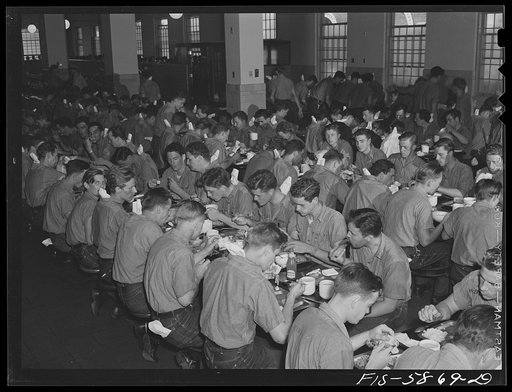 Hoffman Island, merchant marine training center off Staten Island, New York. Chow for trainees