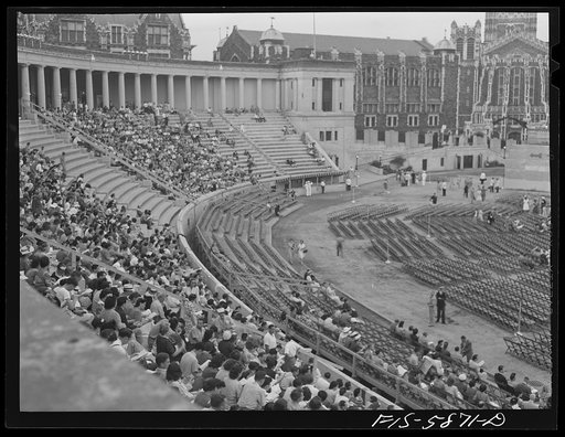 Untitled photo, possibly related to: New York, New York. Audience at Lewisohn Stadium
