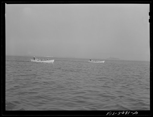 Untitled photo, possibly related to: Hoffman Island, merchant marine training center off Staten Island, New York. Boat race