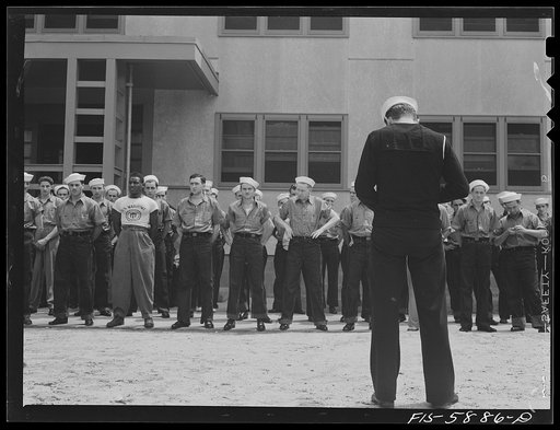 Hoffman Island, merchant marine training center off Staten Island, New York. Trainees