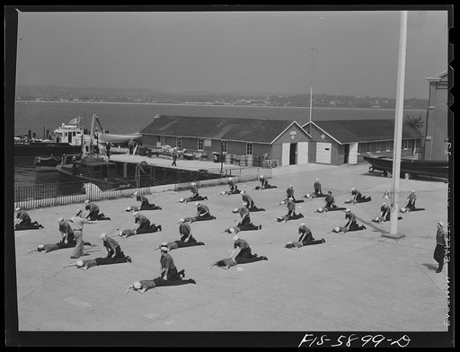 Untitled photo, possibly related to: Hoffman Island, merchant marine training center off Staten Island, New York. Class in artificial respiration