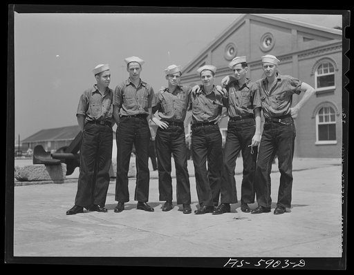 Hoffman Island, merchant marine training center off Staten Island, New York. Boy from Minneapolis training for a job in the merchant marine