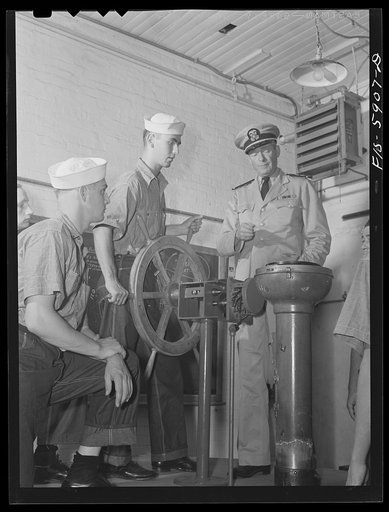 Hoffman Island, merchant marine training center off Staten Island, New York. Piloting class