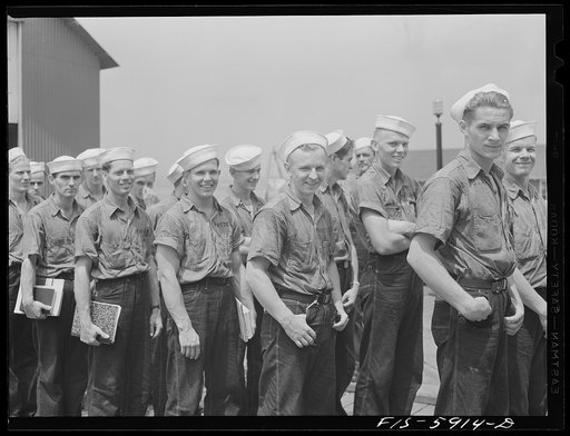 Hoffman Island, merchant marine training center off Staten Island, New York. Trainees