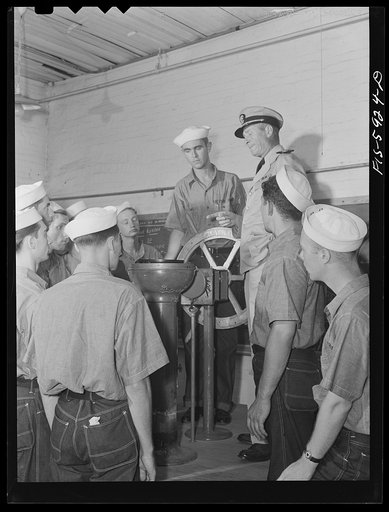 Hoffman Island, merchant marine training Center off Staten Island, New York. Piloting class