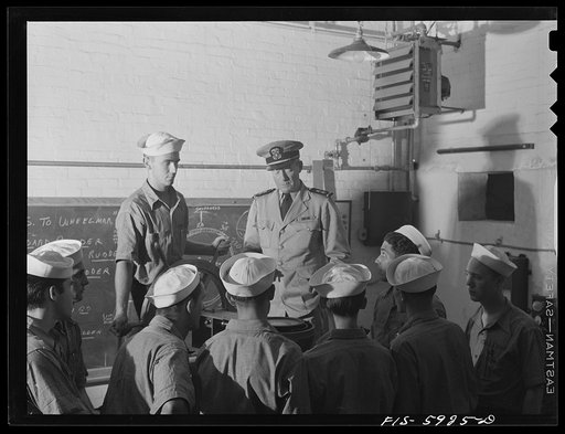 Hoffman Island, merchant marine training center off Staten Island, New York. Piloting class
