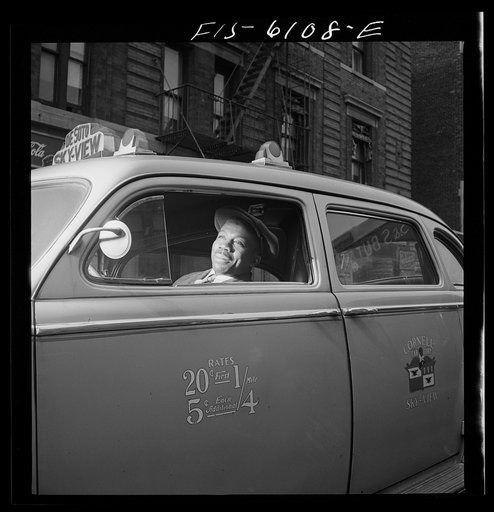 Untitled photo, possibly related to: New York(?), New York. Negro taxi driver