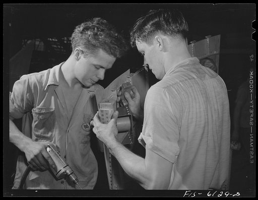 Nashville, Tennessee. Riveting fuselage sections. Vultee Aircraft Corporation plant