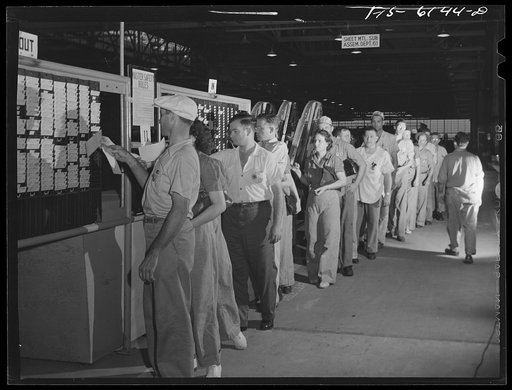 Nashville, Tennessee. Workers checking out