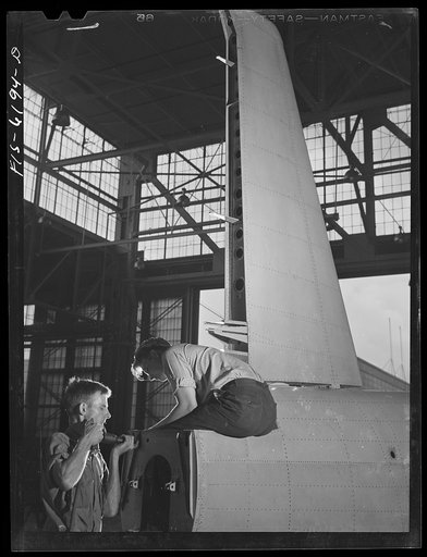 Nashville, Tennessee. Working on a tail assembly of a bomber. Vultee Aircraft Corporation plant