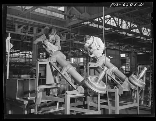 Nashville, Tennessee. Working on landing gears for a bomber. Vultee Aircraft Corporation plant