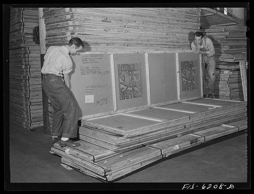 Nashville, Tennessee. Sheet aluminum being delivered in the stock room. Vultee Aircraft Corporation plant