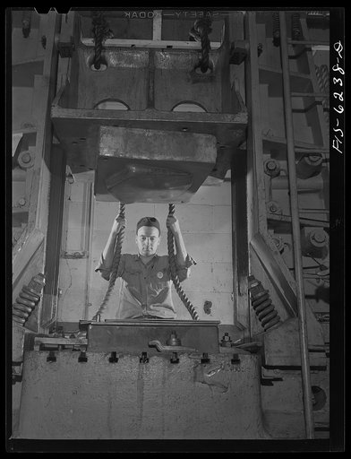 Nashville, Tennessee. Drop hammer operator. Vultee Aircraft Corporation plant